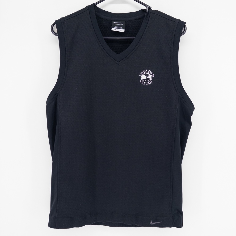 Nike Golf Pebble‎ Beach Mens Small Therma-FIT V-Neck Vest Black Pullover